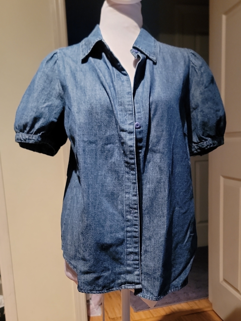 Lfd Classic Denim Short-Sleeve Button-Up Top - Blue